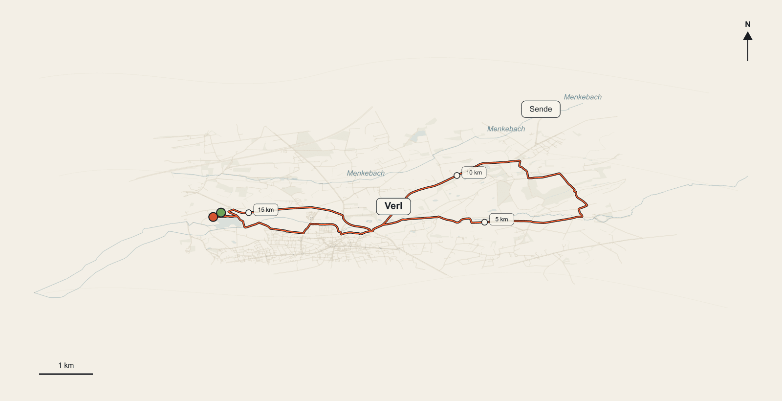 Karte der Laufroute Dauerlauf